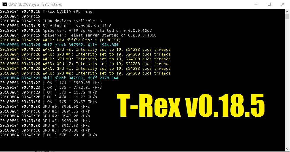 TRexMiner: консольная программа для майнинга криптовалют